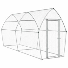 vidaXL Galvanised Steel Chicken Coop & Run - Outdoor Cage with Lockable Door, 400 x 105 x 182 cm