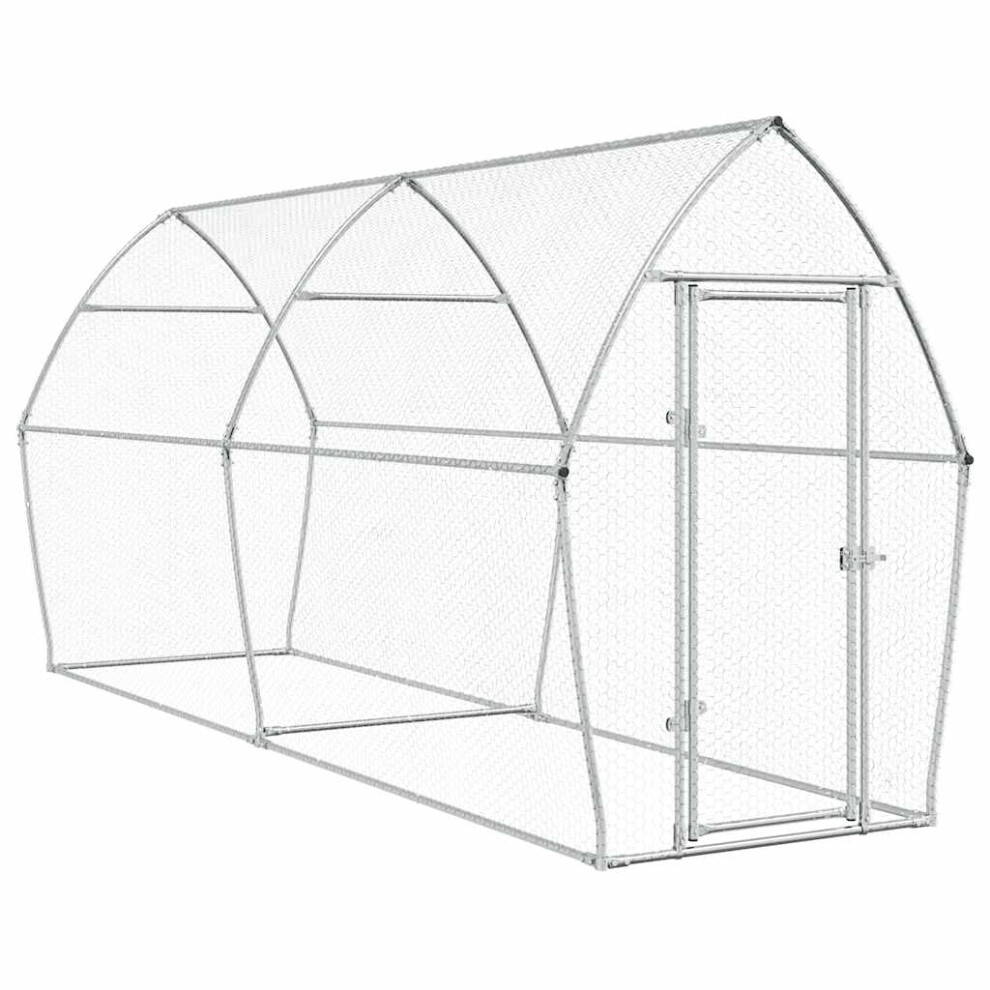 Vidaxl Galvanised Steel Chicken Coop & Run - Outdoor Cage With Lockable Door, 400 X 105 X 182 Cm