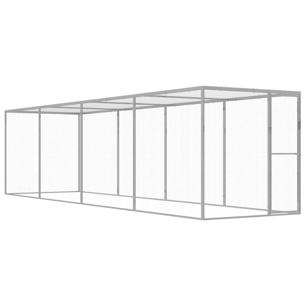 vidaXL Cat Cage 6x1.5x1.5m Galvanised Steel Outdoor Small Animal Pet House