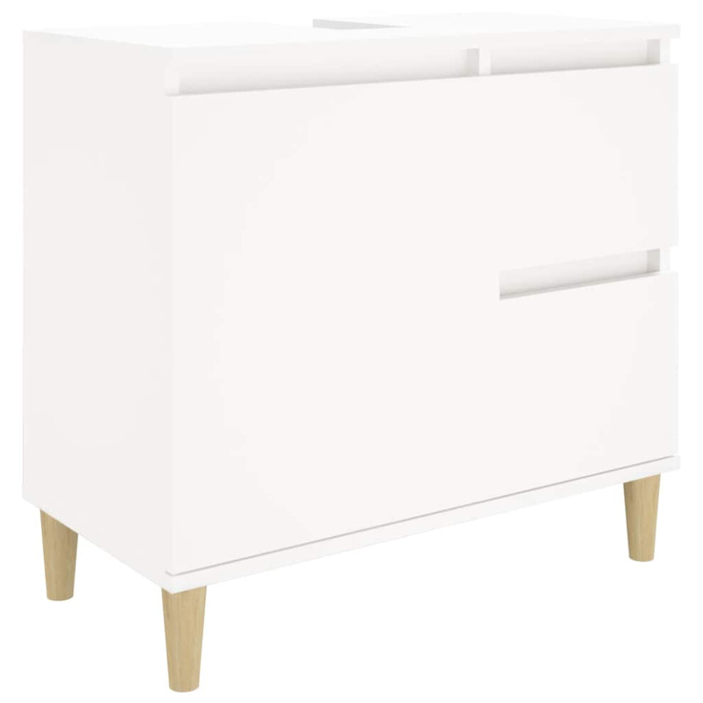 Vidaxl (White) Bathroom Cabinet Cupboard Washroom Storage Cabinet Engineered Wood White