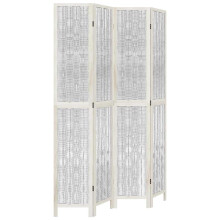 (40 x 220 cm/ 4 piece) vidaXL Room Divider 3 Panels Office Privacy Screen White Solid Wood Paulownia