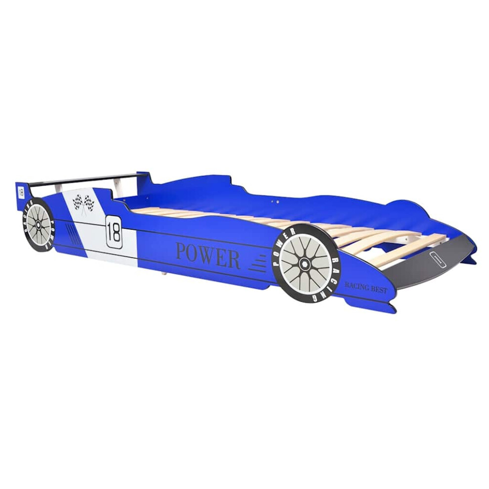 vidaXL Children's Race Car Bed 90x200cm Blue Kids Toddler Race Car Bed Frame