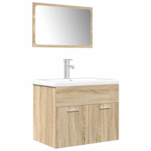 (sonoma oak, 60 x 38.5 x 46 cm) vidaXL 3 Piece Bathroom Furniture Set Sonoma Oak Engineered Wood