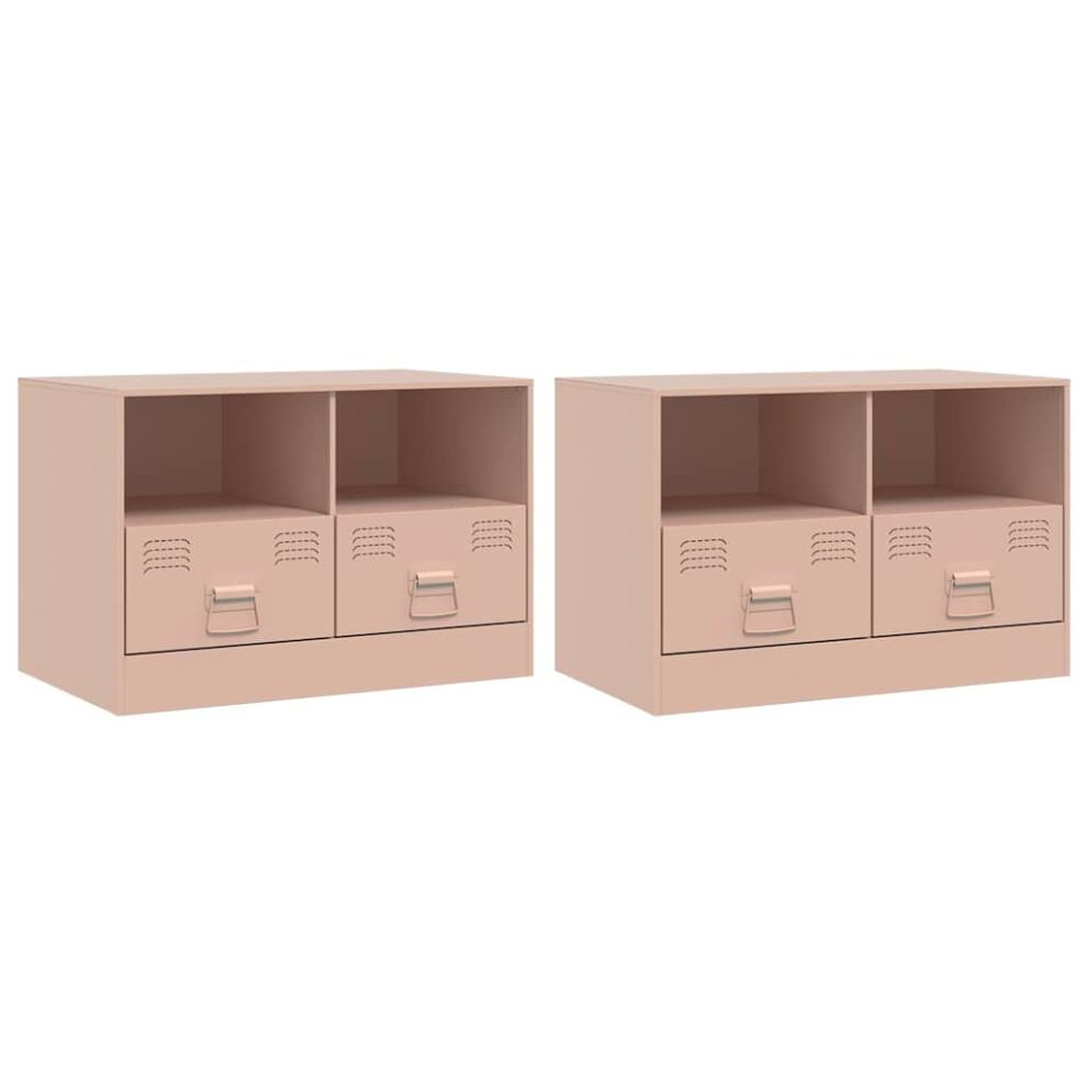 Vidaxl (Pink, 2 Pcs) Tv Cabinet Tv Stand Tv Unit Entertainment Centre Mustard Yellow Steel