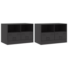 (black, 2 pcs) vidaXL TV Cabinet TV Stand TV Unit Entertainment Centre Mustard Yellow Steel
