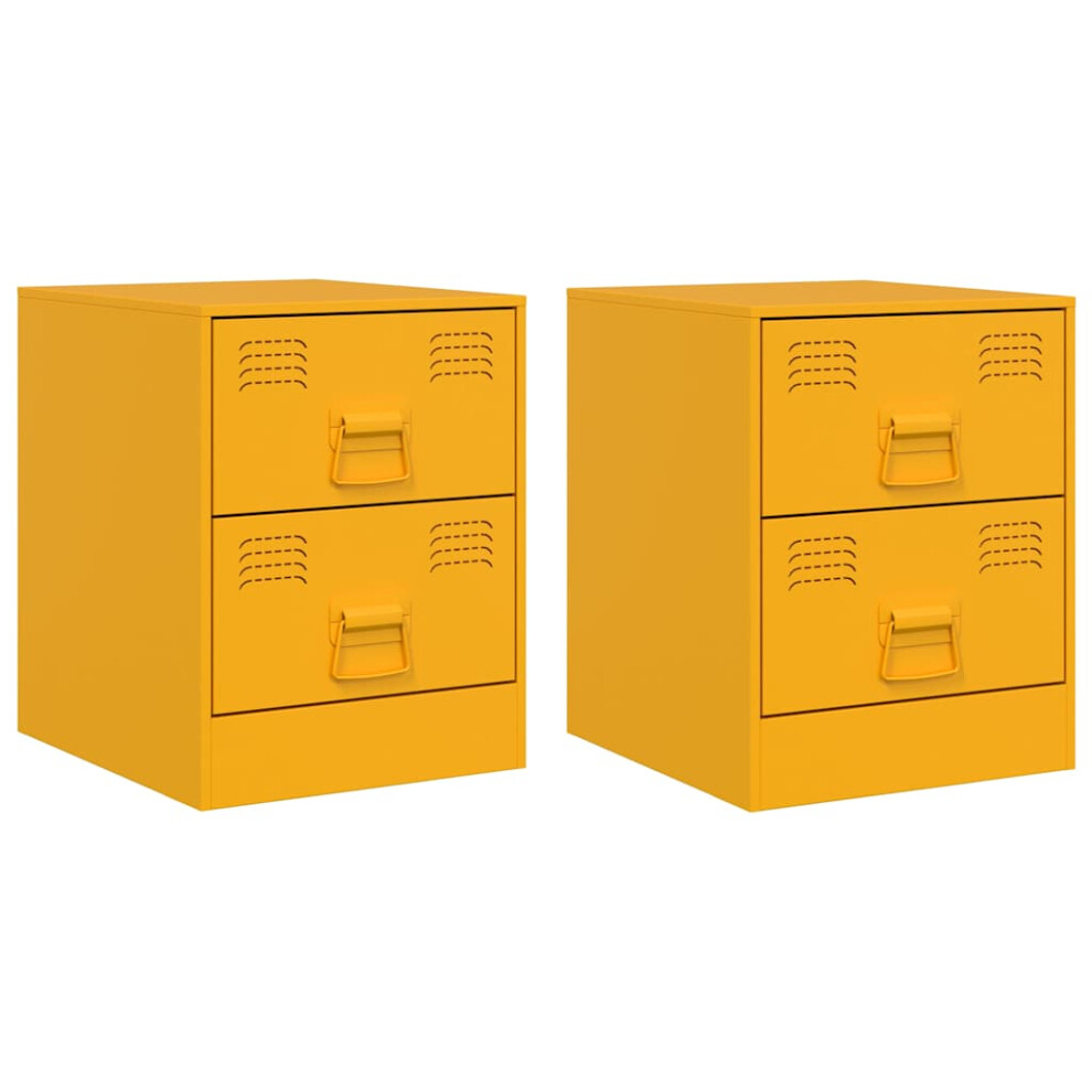 Vidaxl (Yellow, 2 Pcs) Bedside Cabinet Bedroom Nightstand Side Table Bed Cabinet Pink Steel