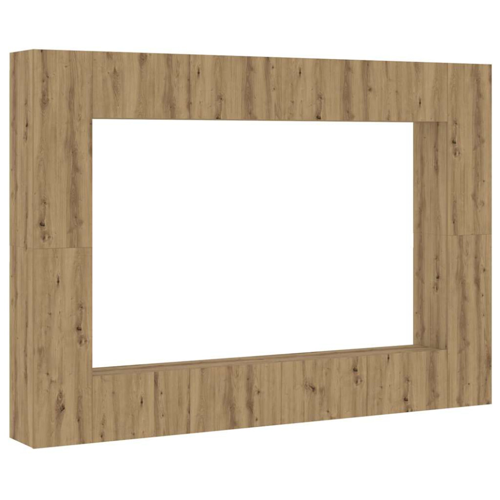 Vidaxl (Artisan Oak, 100 Cm) Tv Cabinet Set 8 Piece Chipboard Tv Stand Multi Colours Multi Sizes