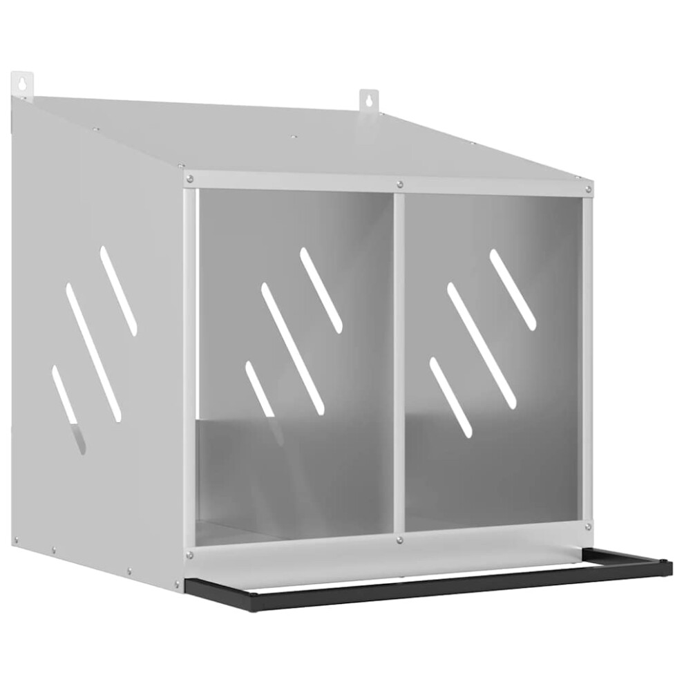 Vidaxl Chicken Nesting Box With 2 Compartments Galvanized Silver Metal