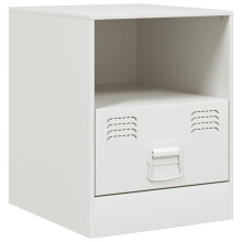 (white, 1 pcs) vidaXL Bedside Cabinet Bedroom Nightstand Side Table Bed Cabinet Black Steel