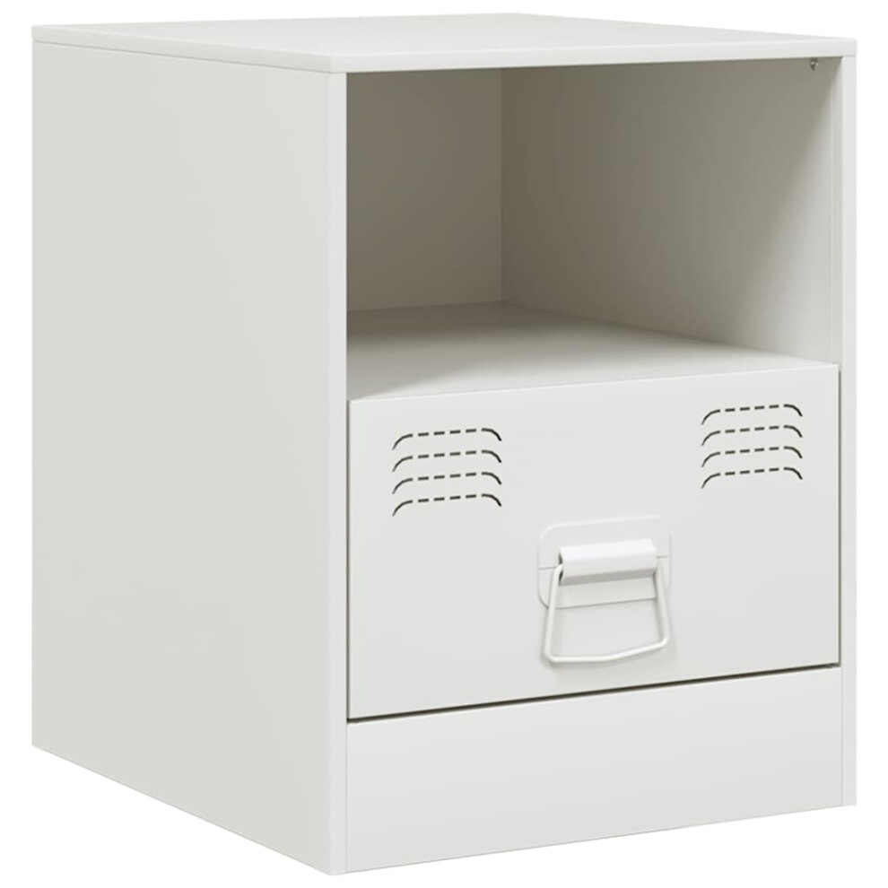 Vidaxl (White, 1 Pcs) Bedside Cabinet Bedroom Nightstand Side Table Bed Cabinet Black Steel