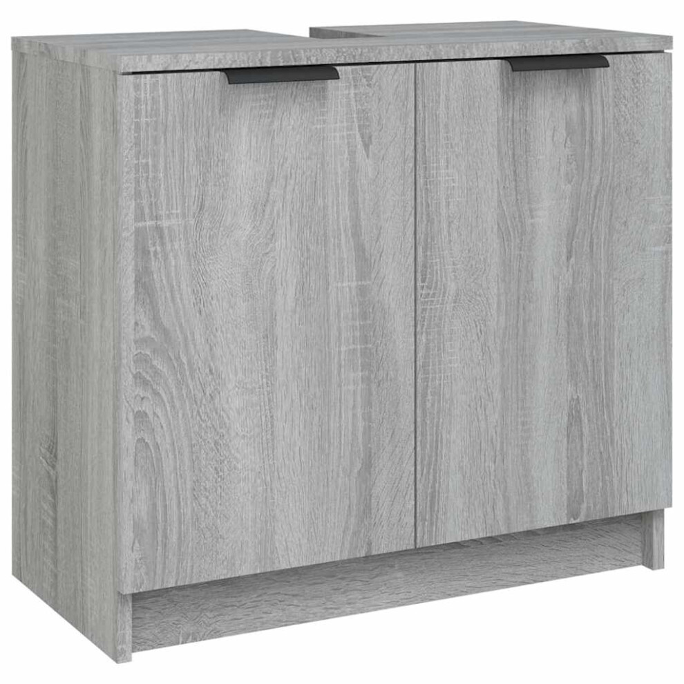 VIDAXL Grey Bathroom Cabinet 2 Door Wood - Image 3