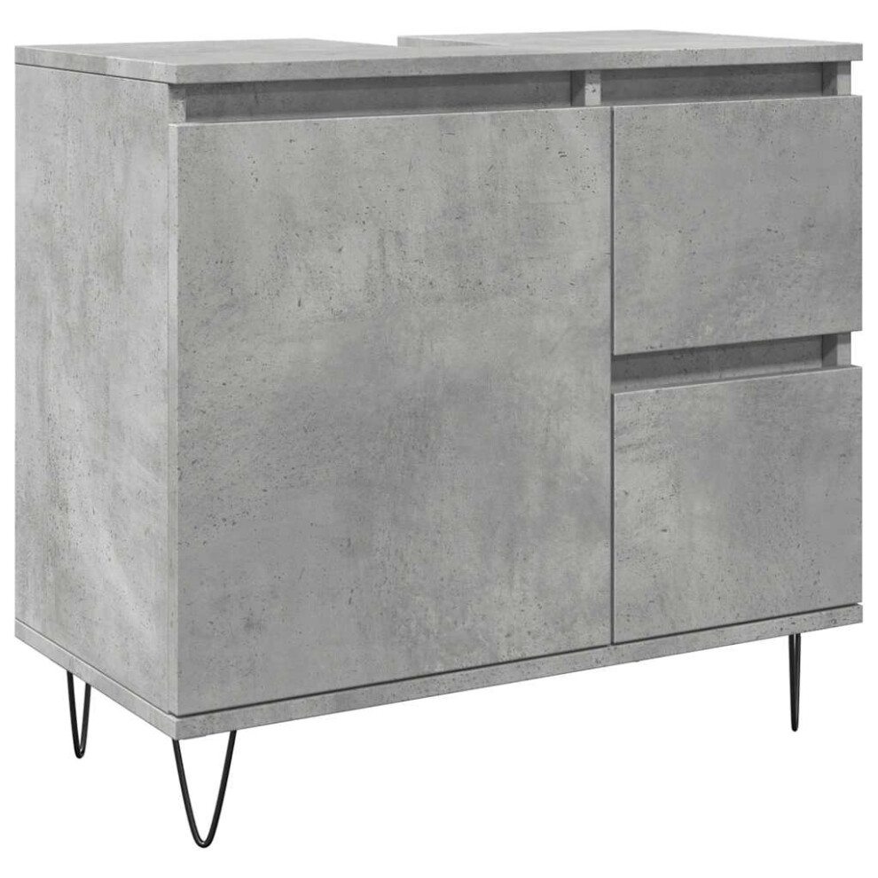 Vidaxl Sink Cabinet Vanity Unit Storage Cupboard Concrete Oak Engineered Wood