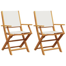 (cream, 2 pcs) vidaXL Garden Chairs Outdoor Chair Dining Chair Solid Wood Acacia and Fabric