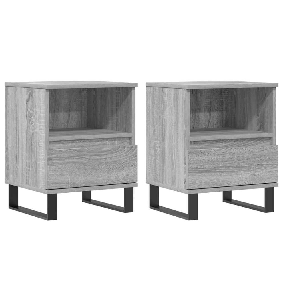 Vidaxl (Grey Sonoma, 2 Pcs) Bedside Cabinets Nightstand Side Table Bed Cabinet Engineered Wood