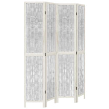 (40 x 200 cm/ 4 piece) vidaXL Room Divider 3 Panels Office Privacy Screen White Solid Wood Paulownia