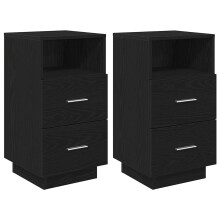 (Black, 2 pcs) vidaXL Bedside Cabinets 2 pcs with 2 Drawers White 36x36x68 cm bedside table