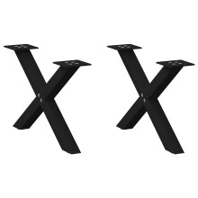 (black, 60 x (30-31) cm (40 mm)/ 2 pcs) vidaXL Dining Table Legs X-Shaped Desk Legs Kitchen Metal Furniture Legs Steel