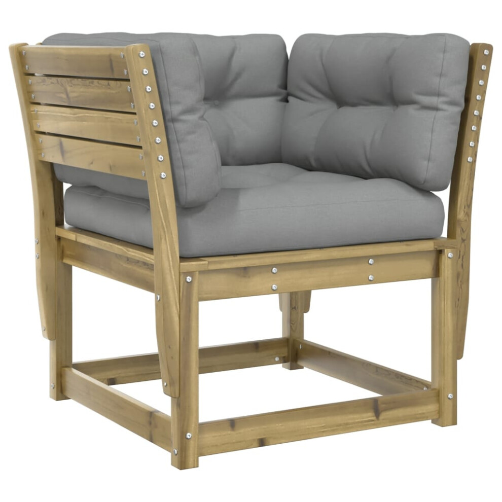 Vidaxl Garden Sofa Armrest With Cushions Couch Solid Impregnated Wood Pine