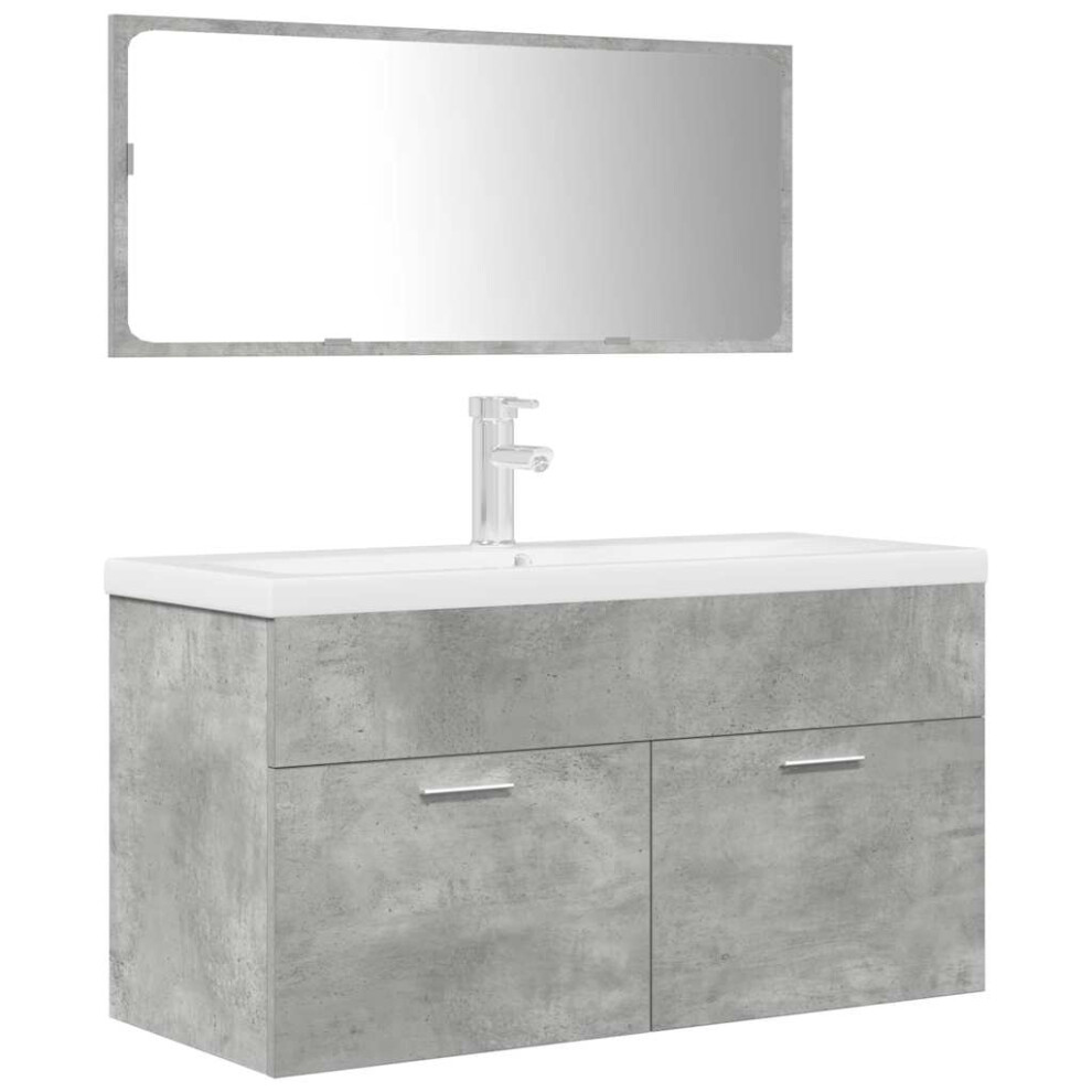 Vidaxl (Concrete Grey, 90 X 38.5 X 46 Cm) 3 Piece Bathroom Furniture Set Sonoma Oak Engineered Wood