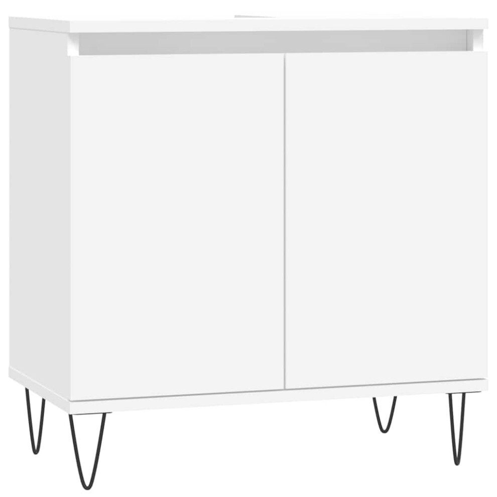Vidaxl White Bathroom Cabinet Vanity Unit Highboard Cupboard Engineered Wood