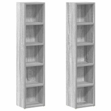 (Grey sonoma) vidaXL CD Cabinet Storage Oraniser Shelf Cabinet Display Shelf Engineered Wood