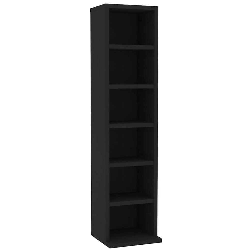 vidaXL CD Cabinet Black 21x20x88 cm Engineered Wood Storage Organiser Shelf
