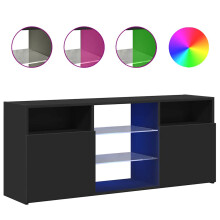 vidaXL TV Cabinet with LED Lights Black Living Room Hanging TV Stand Unit