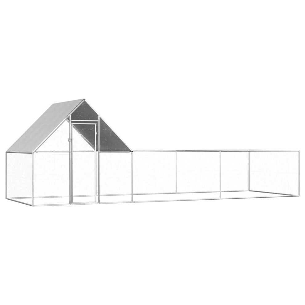 vidaXL Chicken Coop 6x2x2m Galvanised Steel Hen House Poultry Hutch Run Nest