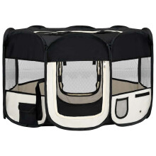 vidaXL Foldable Dog Playpen with Carrying Bag Black 125x125x61 cm Pet Run Cage