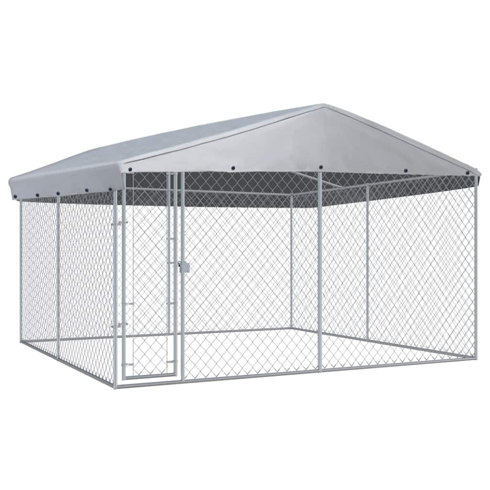 Vidaxl Outdoor Dog Kennel 382X382x225cm Roof Sturdy Durable House Garden Cage