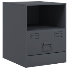 (anthracite, 1 pcs) vidaXL Bedside Cabinet Bedroom Nightstand Side Table Bed Cabinet Black Steel