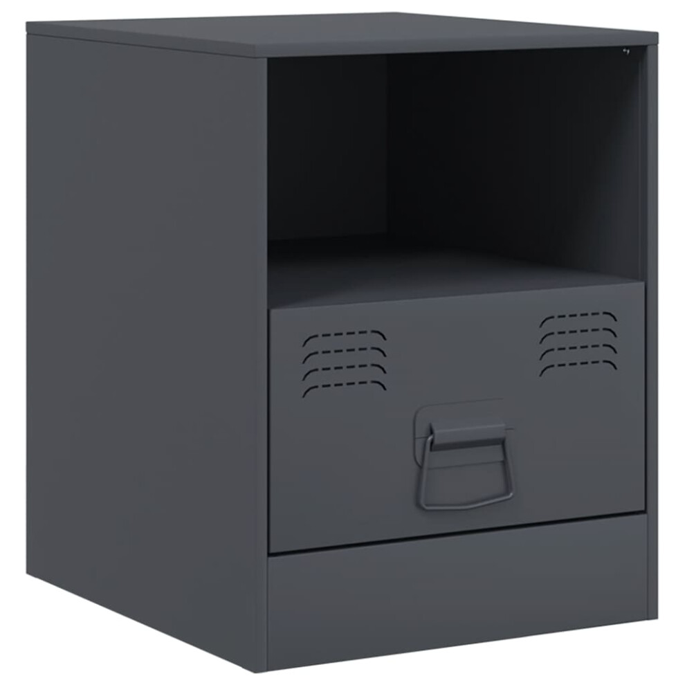 Vidaxl (Anthracite, 1 Pcs) Bedside Cabinet Bedroom Nightstand Side Table Bed Cabinet Black Steel