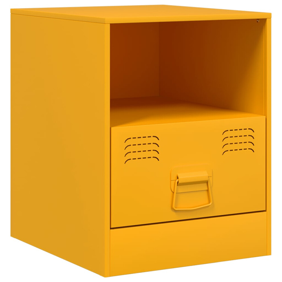 (yellow) vidaXL Bedside Cabinet Bedroom Nightstand Bed Side Table Olive Green Steel