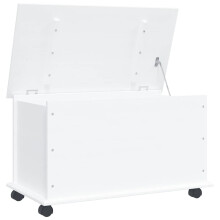 (white) vidaXL Storage Chest Wooden Organiser Box with Wheels ALTA Solid Wood Pine