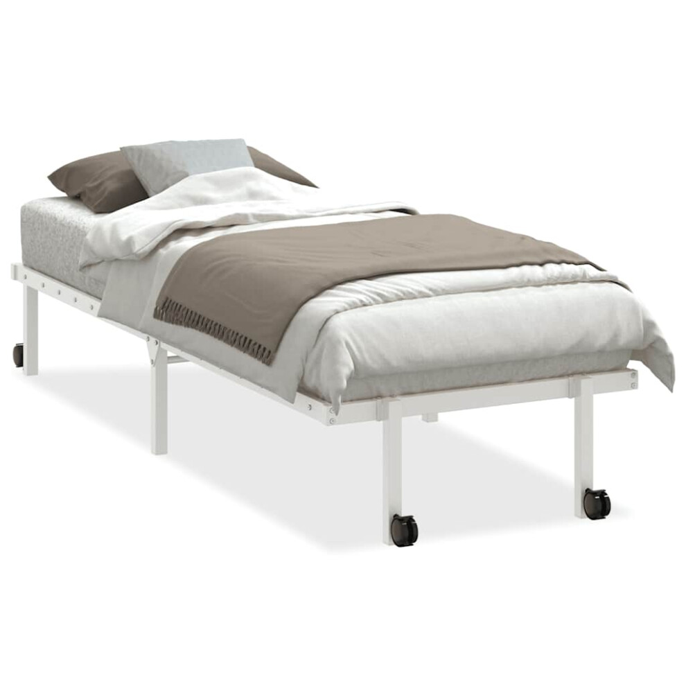 Vidaxl (White, 75 X 190 Cm) Bed Frame Without Mattress Foldable White 90X190 Cm Steel