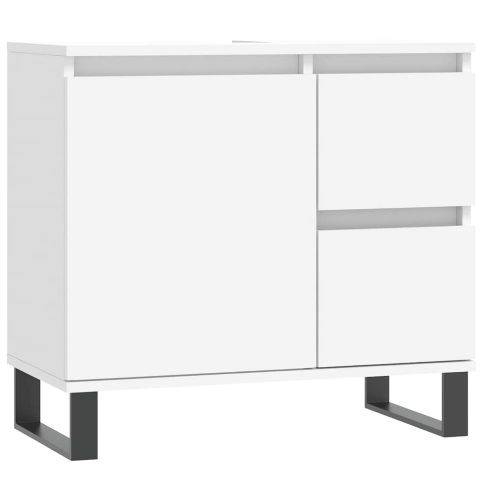 Vidaxl White Bathroom Cabinet Vanity Unit Highboard Cupboard Engineered Wood