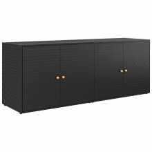 (black) vidaXL Garden Storage Cabinet 198x55.5x80 cm Poly Rattan Organiser Black/Grey