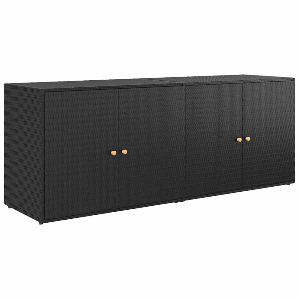 VIDAXL Garden Storage Cabinet Black 198 cm Poly Rattan - Image 2