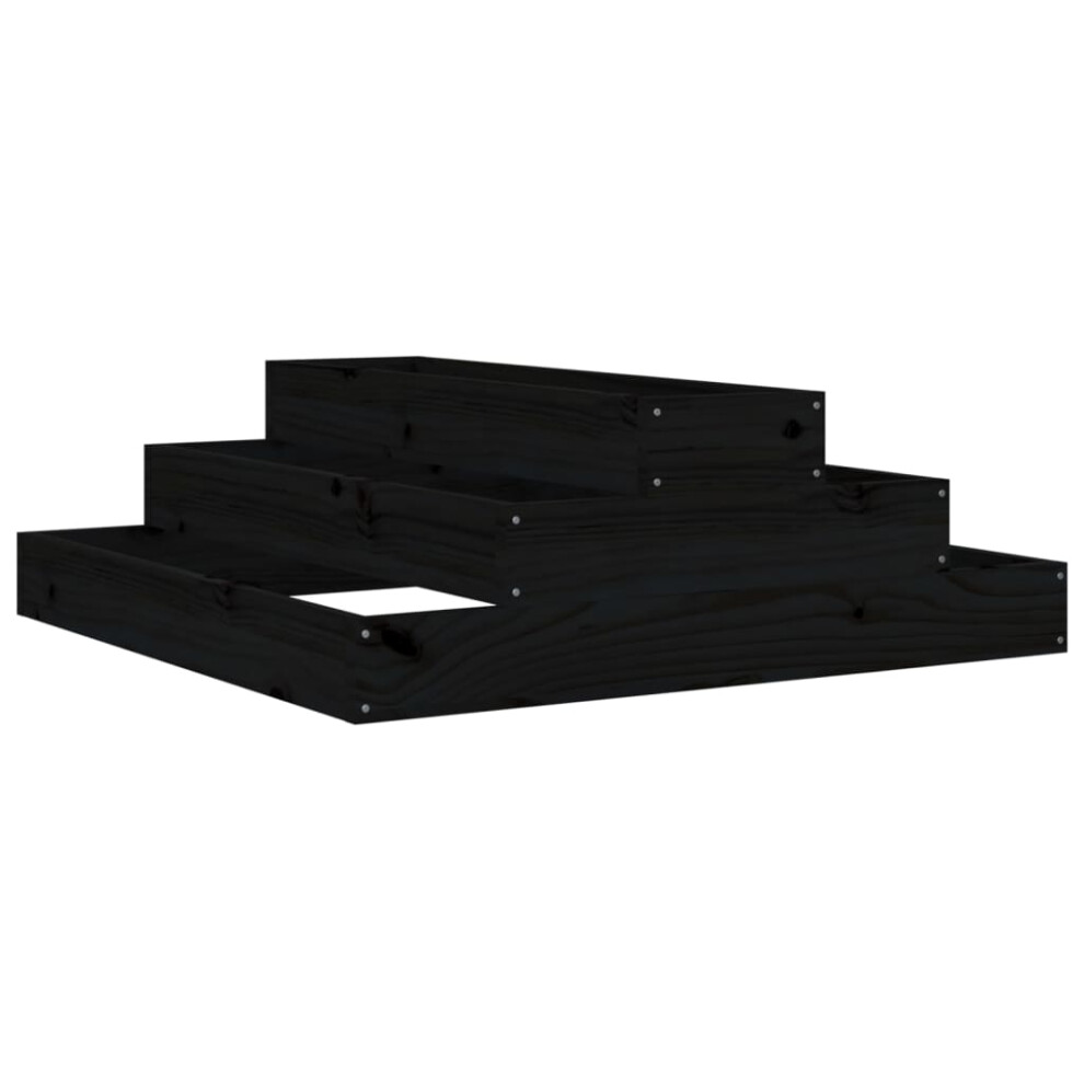 Vidaxl (, 80 X 80 X 27 Cm) Solid Wood Pine Planter Raised Bed Planter Flower Box Wooden Plant Pot Black