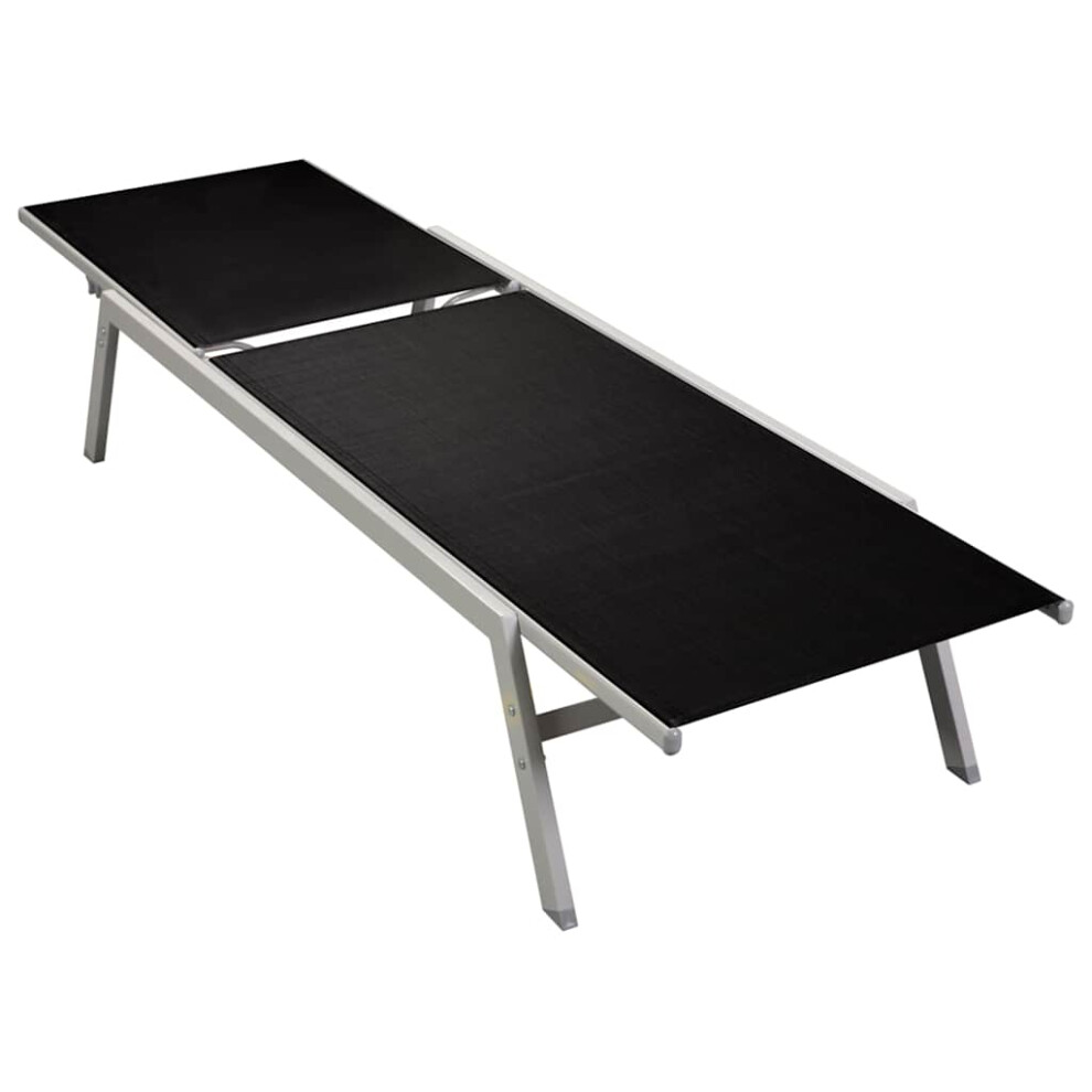 vidaXL Sun Lounger Steel and Textilene Black Outdoor Garden Bench Sun Chair