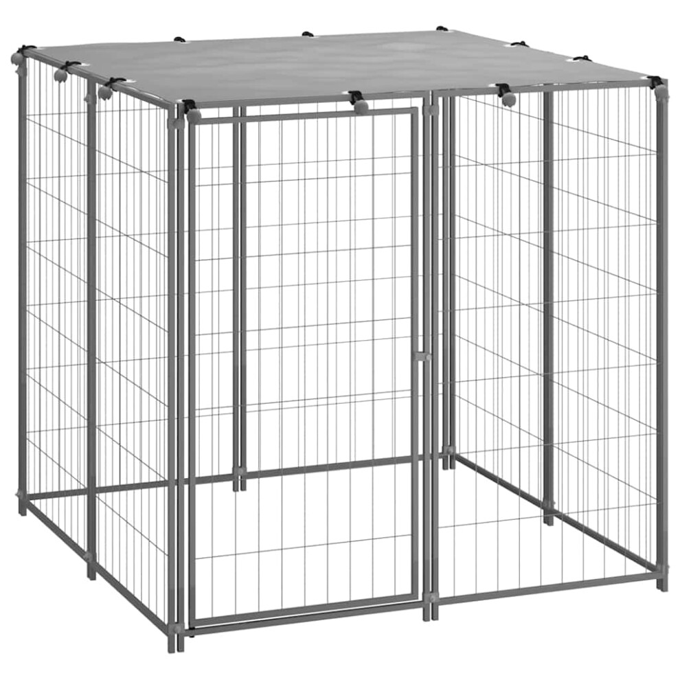 Vidaxl Dog Kennel 110X110x110 Cm Steel Puppy Enclosure Dog Supply Cage Silver