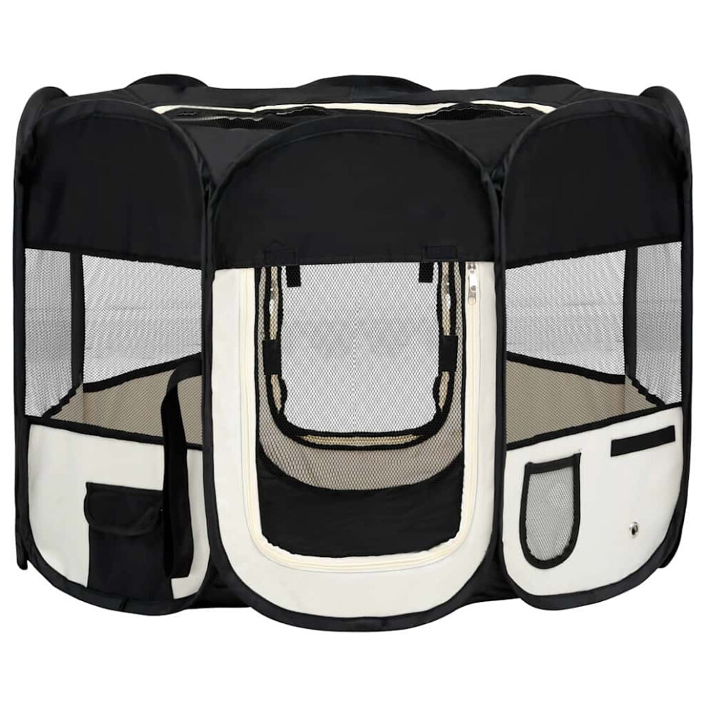 Vidaxl Foldable Dog Playpen With Carrying Bag Black 90X90x58 Cm Pet Run Cage
