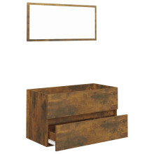 (smoked oak) vidaXL Bathroom Furniture Set 2 Piece Storage Cabinet Cupboard Engineered Wood