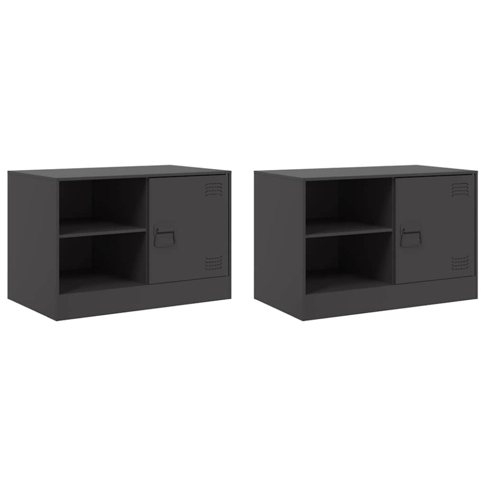 Vidaxl (Black, 2 Pcs) Tv Cabinet Tv Stand Tv Unit Entertainment Centre Media Cabinet Steel