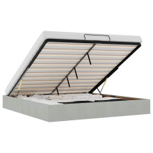 vidaXL Ottoman Bed Frame No Mattress Bed Base Light Grey Super King Velvet