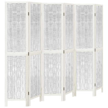 (40 x 180 cm/ 6 piece) vidaXL Room Divider 3 Panels Office Privacy Screen White Solid Wood Paulownia