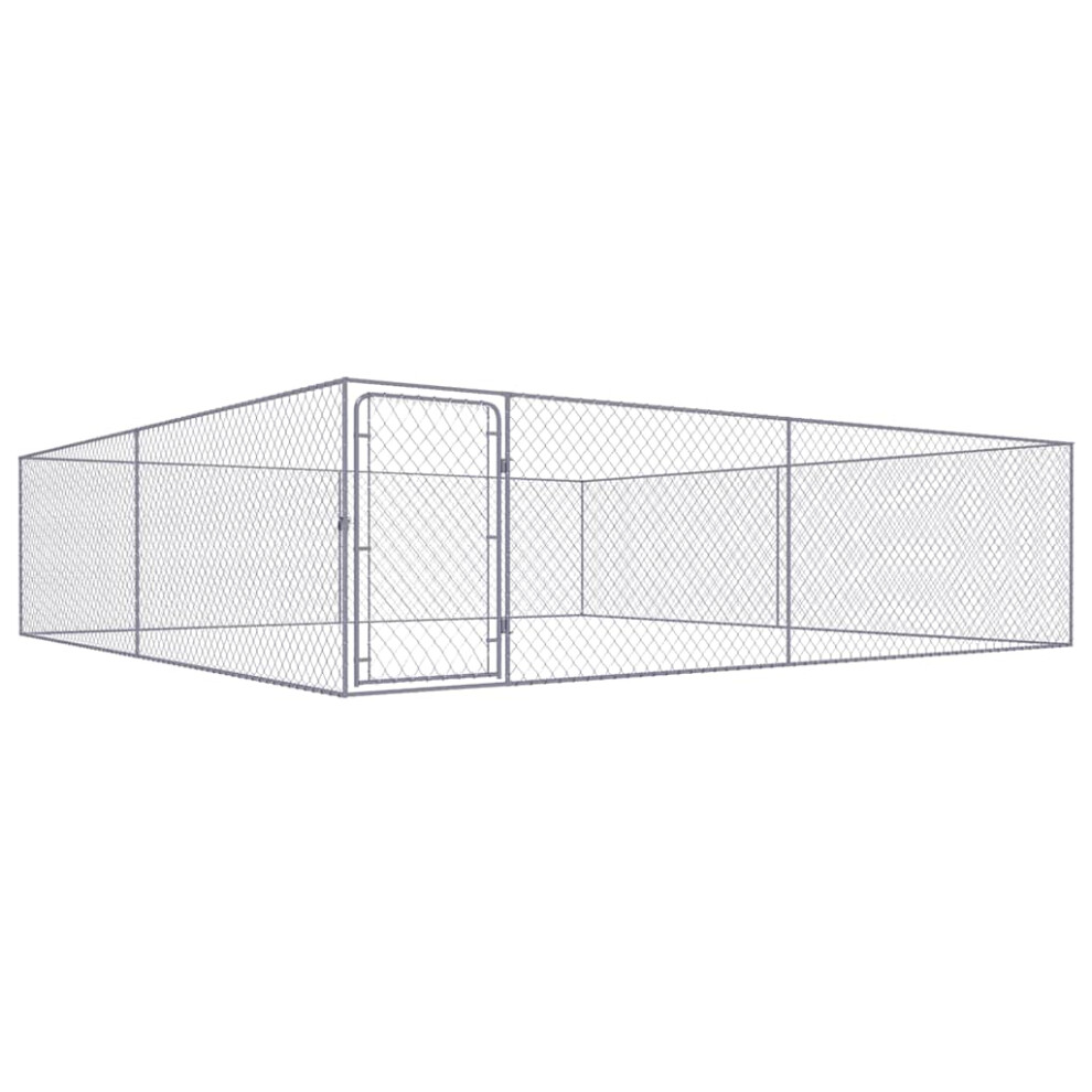 vidaXL Outdoor Dog Kennel Galvanised Steel Animal Cages House Puppy Shelter