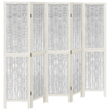 (40 x 160 cm/ 5 piece) vidaXL Room Divider 3 Panels Office Privacy Screen White Solid Wood Paulownia