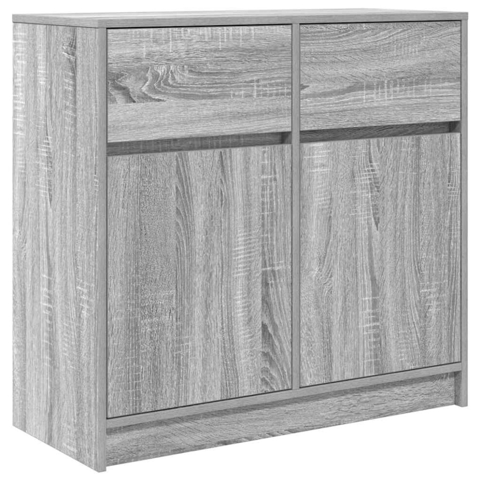 Vidaxl Sideboard With Drawer Sonoma 80X34x76 Cm Engineered Wood Grey