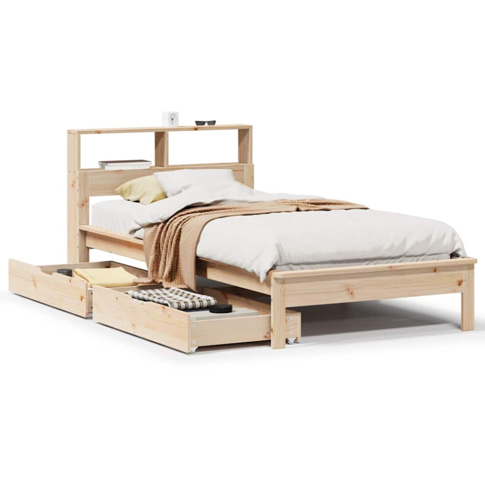 Vidaxl (Natural, 75 X 190 Cm) Bookcase Bed Without Mattress Bed Solid Wood Pine
